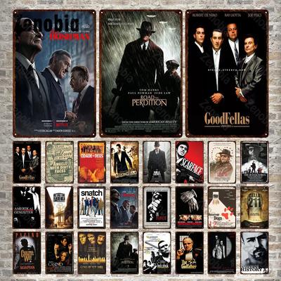 Film metalowy znak dawno temu w ameryce Goodfellas Scarface Vintage tablica naklejki ścienne dekoracyjne blaszana metalowa plakaty