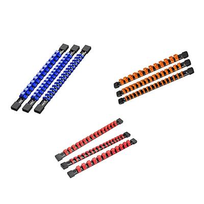 3PCS Set Socket Organizer, Socket Holder Rail for 1/4"  3/8" 1/2" Drive Clips Socket Holder Firm and Secure Set