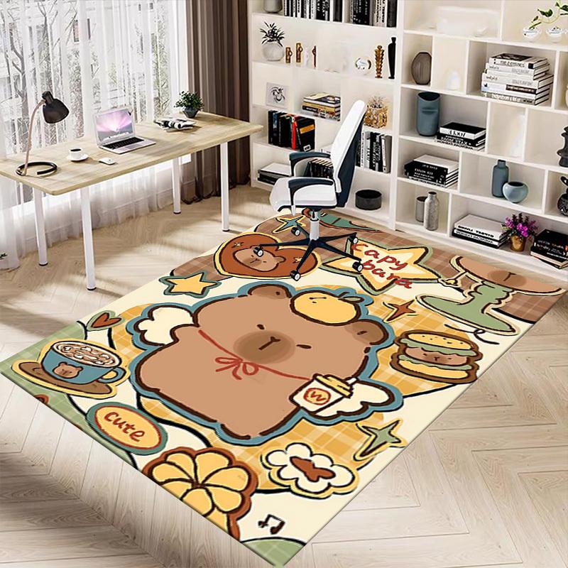 1PC Capybara Cute Extra Large Non-Slip Floor carpet, Office, family, bedroom, Studio - Large Area Rug Indoor Rugs, Vibrant Colors-A310
