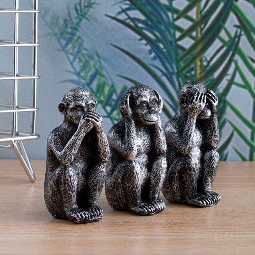 Resin Three Wise Monkeys Figurines Don't See Don't Speak Home Decor Crafts Don't Hear Creative Design Feng Shui Ornaments