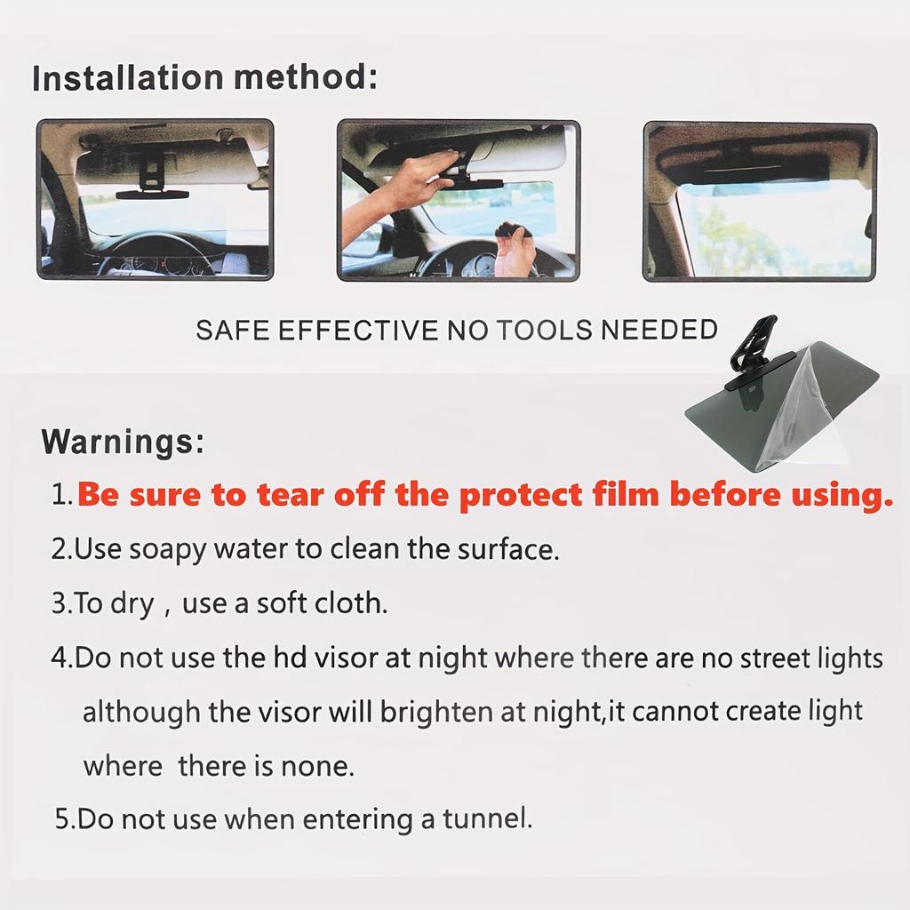 Anti glare polarized car sun visor extension, blocking stray light, reducing snow blindness and ultraviolet rays, easy to install on all vehicles