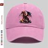 Pc Baseball Cap with Red Dragon Standing On Flaming Rock Pattern Print Fashionable Casual Fire Dragon Print Design Golf Cap H