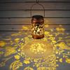 Solar Powered Outdoor Lantern Garden Patio Yard Decorative Light Metal Hanging Lantern for Outdoor Use with Solar Panel and Handle