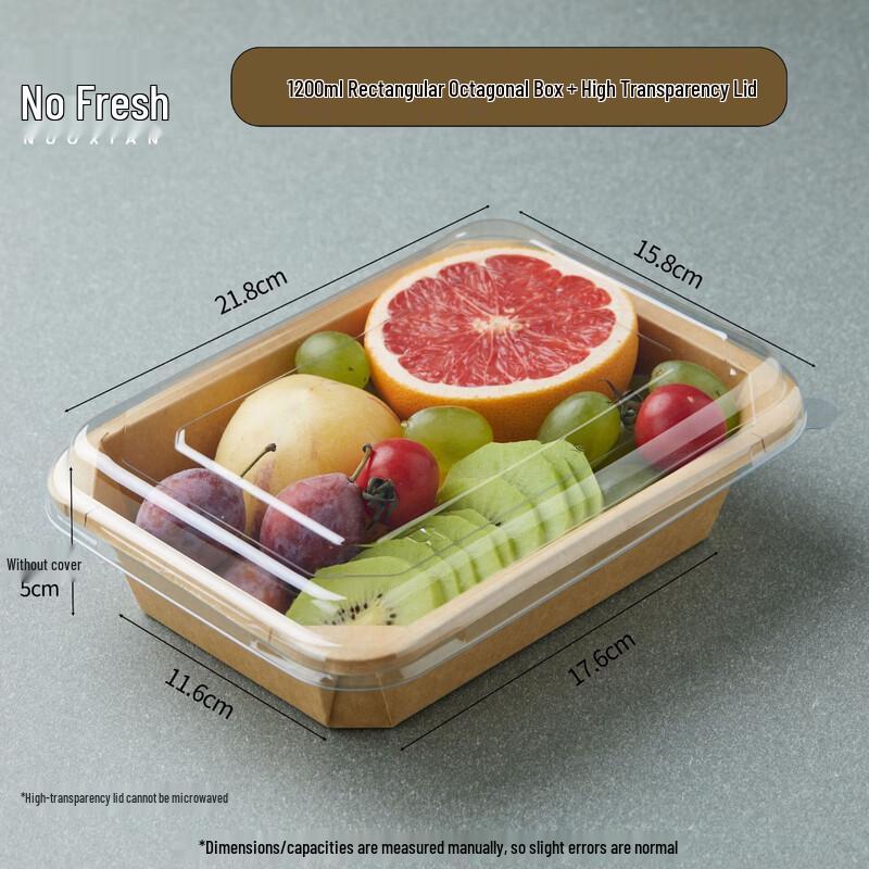 Disposable Kraft Paper Rectangular Meal Boxes with PET Lids