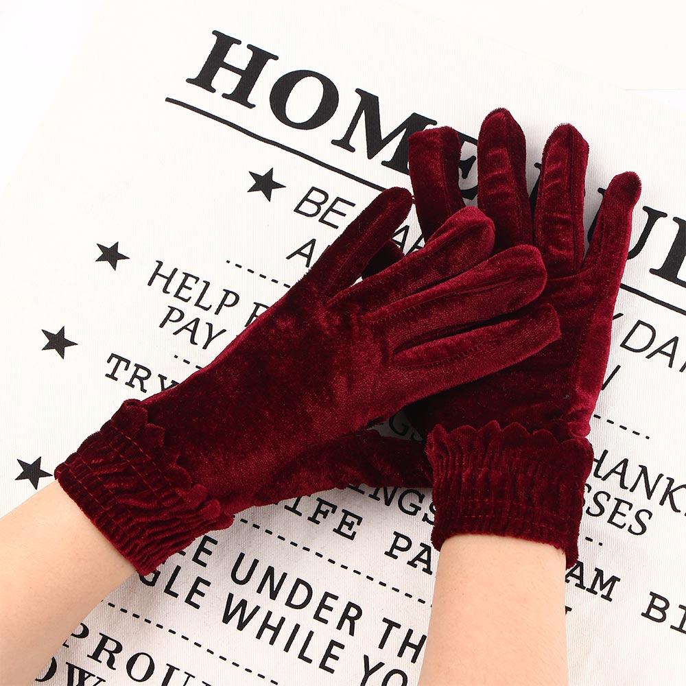 Radfahren Warm Damen Herbst Einfarbig Fahrhandschuhe Gold Samt Handschuhe Elastische Vollfinger Fäustlinge