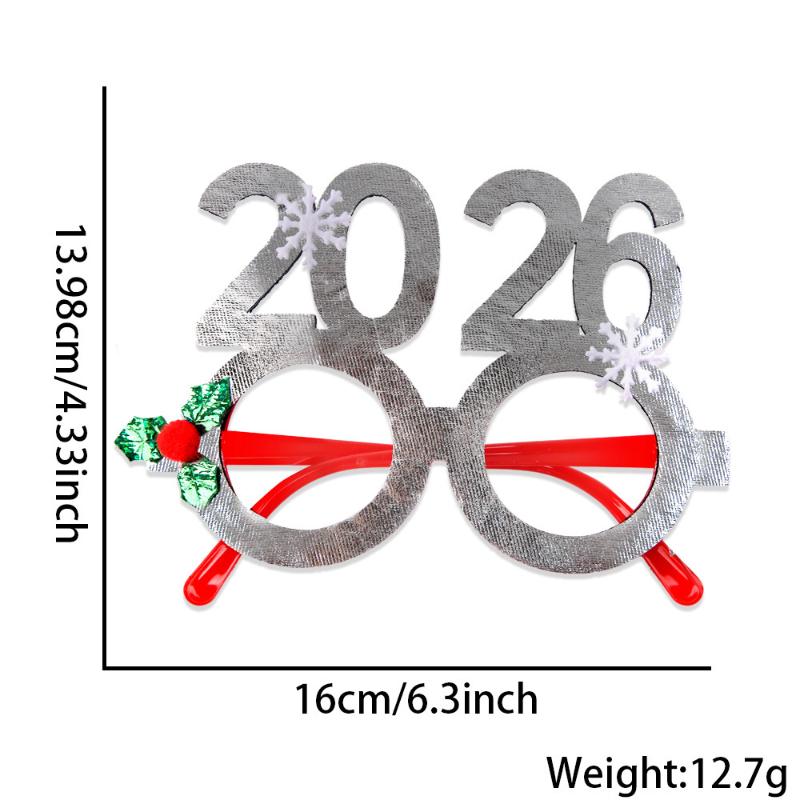 2026 Christmas Glasses Gold-Foil Cloth Snowflake Star New Year Photo Props For Party Decor
