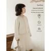 Girls' Cream Lace-Trimmed Cardigan Sweater