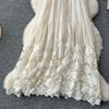 Moda femei broderie flori dantela scobire rochie de vară ocazional fără mâneci largi de vacanță rochii de plajă