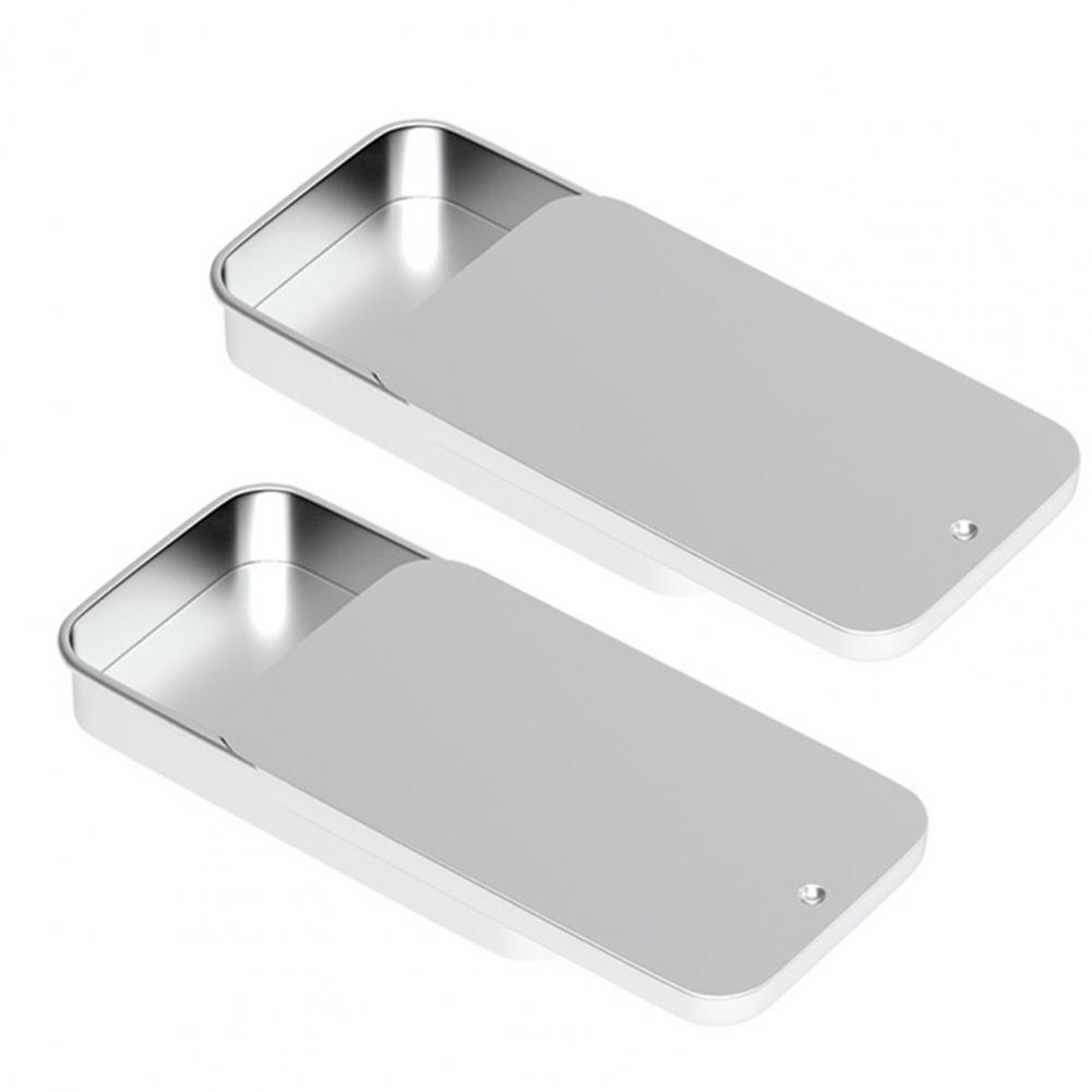 2 Stück Metall Rechteckig Leer Mini Blechdose Rostfrei Aufbewahrungsorganizer Mini Blechdose Weißblech Push Bonbon Pillendosen mit Schiebedeckel