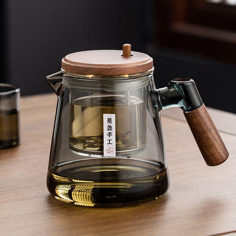 Glas Fließende Tasse Vollglas Innentank Tee Trennung Brühen Teekanne Ein-Knopf-Filter Teebereiter Set Teetasse