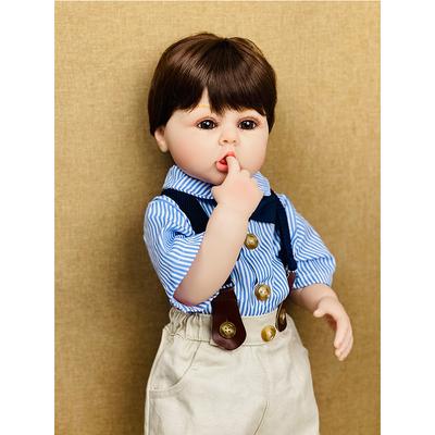 55 CM Boy Yeniden Doğmuş Bebek Bebek Tam Vücut ile Yumuşak Silikon Raya Gerçekçi Yumuşak Dokunuş Yüksek Kaliteli Düz bacaklı Bebek Çocuklar için Hediyeler