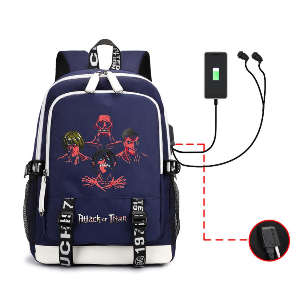 Anime Backpack Outdoor Male And Female Students Headphones Schoolbag Usb Backpack