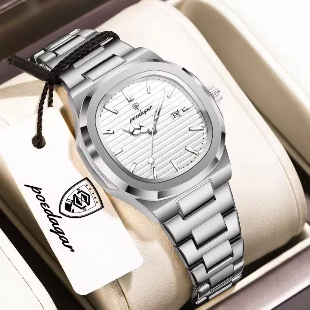 POEDAGAR Elegant Women's Watch Waterproof Luminous Date Fashion Ladies Wristwatch Stainless Steel Quartz Watches
