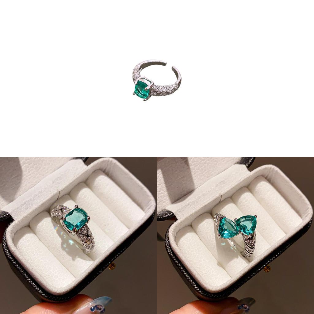 New Chinese Style Zircon Snake Pattern Triangle Open Ring For Women