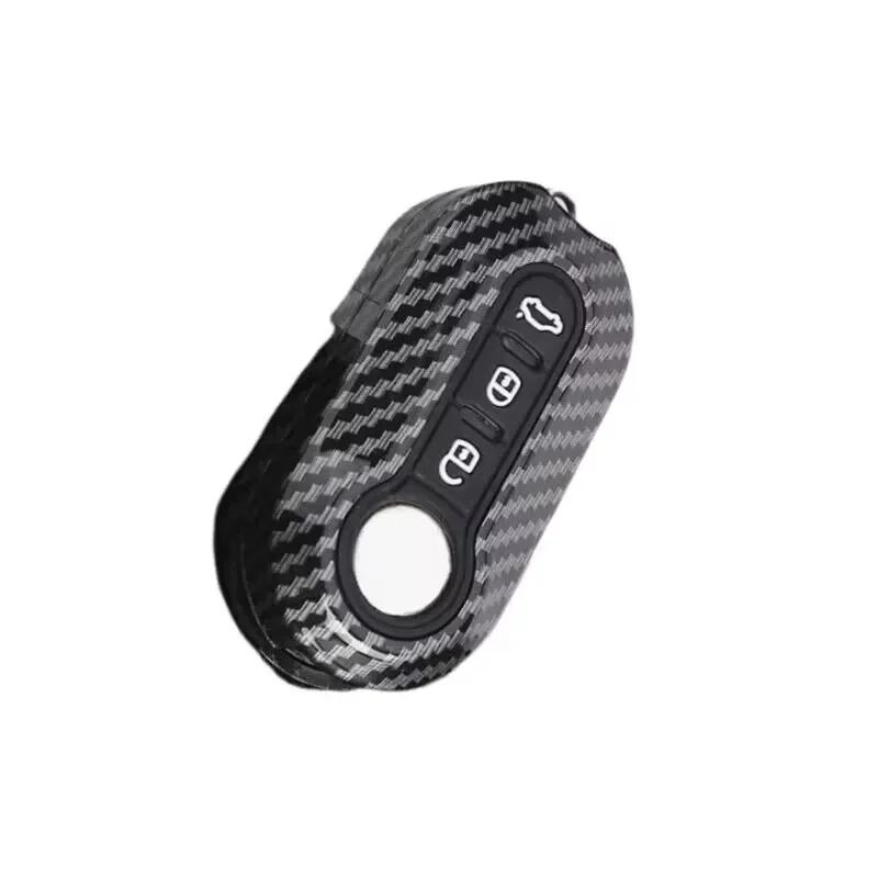 Carbon Abs Car Key Fob Shell Cover for FIAT 500 500L 500X Abarth 3-Button Folding Key auto keychain