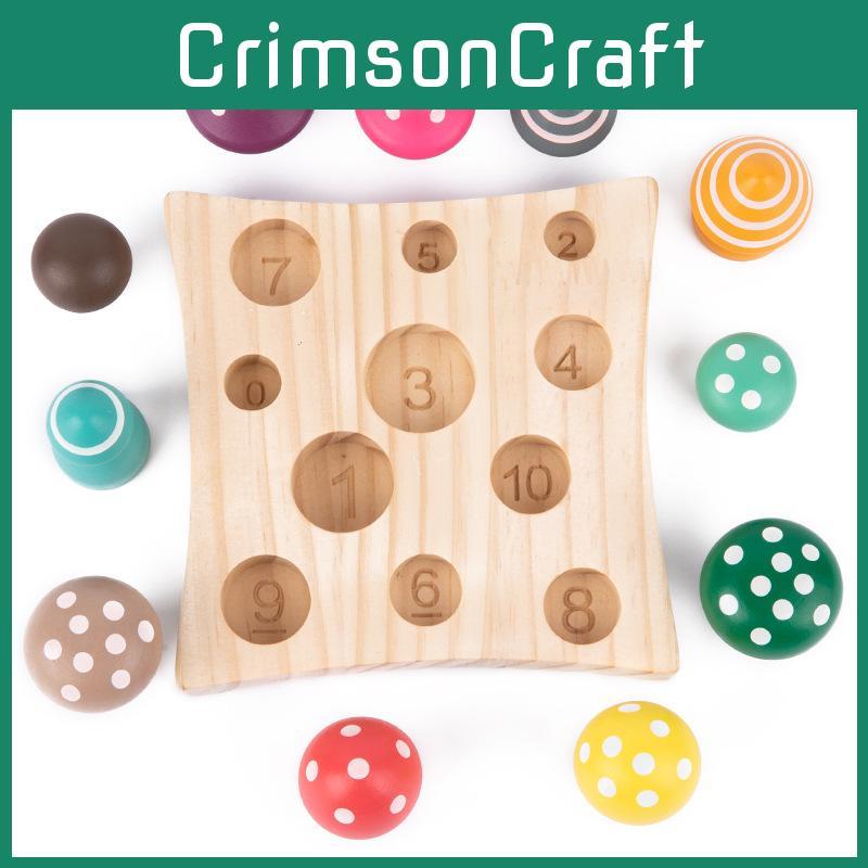 Mushrooms Wooden Toddler Learning Toy For Counting And Concentration Practice