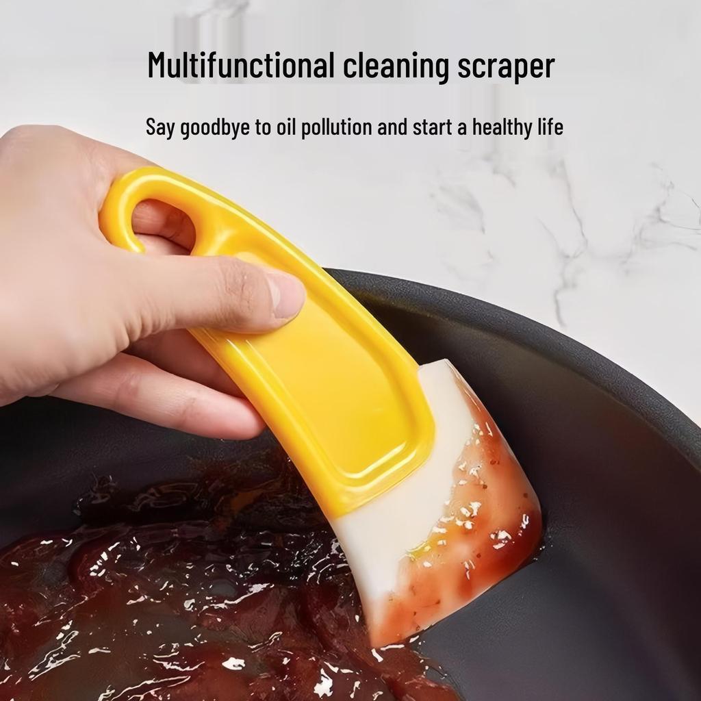 Household Silicone Scraper for Cleaning Pots, Pans, and Stoves - Removes Oil and Grease Stains Effortlessly.