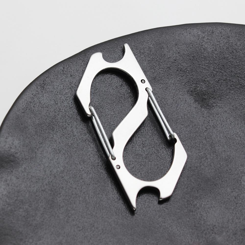 Stainless Steel Multi-functional Carabiner Keychain with Bottle Opener and S-shaped Climbing Hook