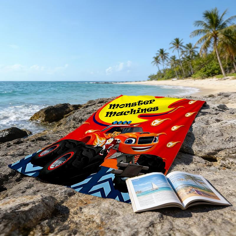 1 Stück Blaze und die Monster-Maschinen (4) Strandtuch, Strand- und Meeresufer-Schwimmbadausstattung, Modisches Muster, Rechteckig, Reiseutensilien