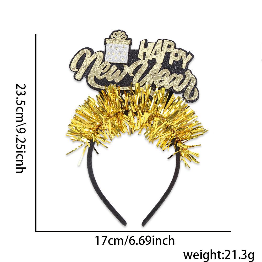 Christmas and New Year Decorations, Headbands, New Year's Eve Party Photo Atmosphere Props, Champagne Goblets, Letter-colored Ribbon Headbands