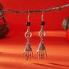 Gothic Halloween Skull Hand Earrings For Women Silver Color Skeleton Head Spider Web Pumpkin Dangle Earring Festival Jewelry