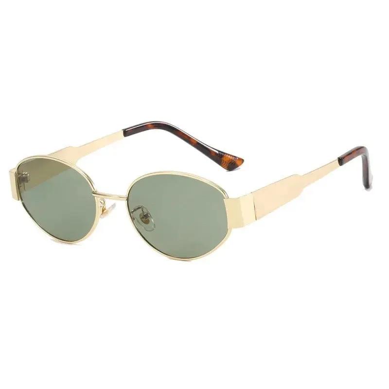Eyewear Retro UV400 Fashion Sun Glasses Retro New Women's Metal Oval Sunglasses Women's Classic Sunscreen Eyeglasses