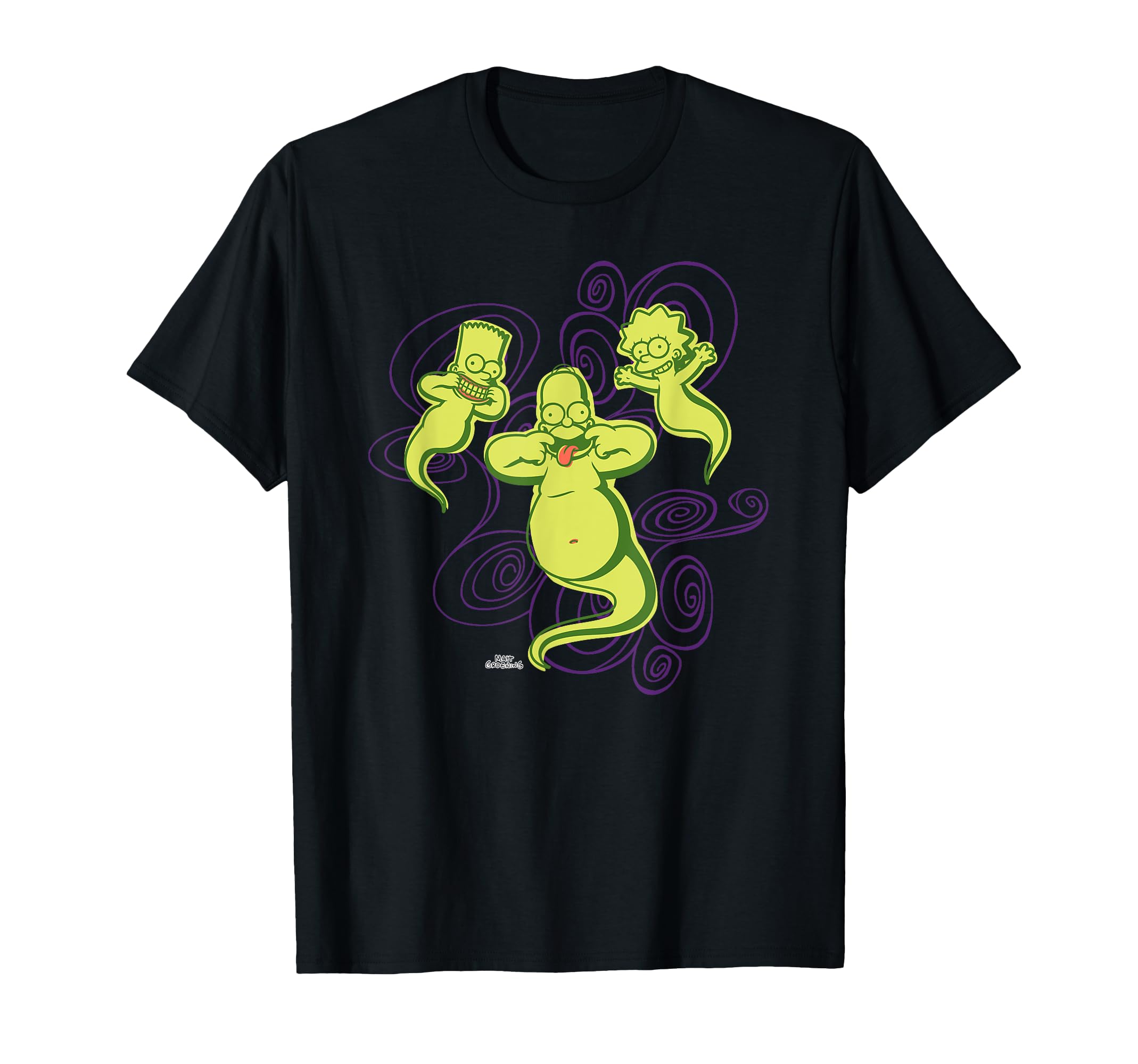 

Симпсоны Гомер Борода Лиза Призраки Хэллоуин Футболка чёрный