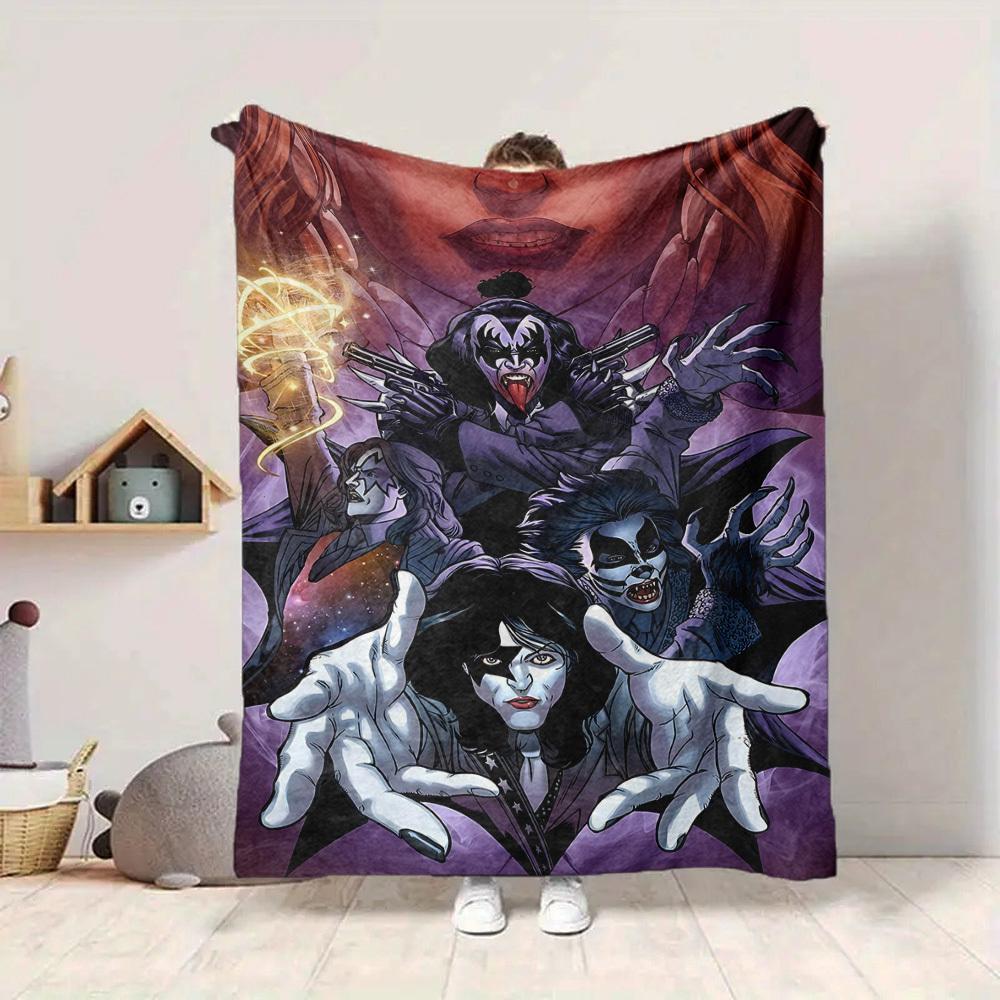 1pc KISS Band Flannel Blanket, Soft Skin Friendly with Digital Printing, Various Sizes Available for Family, Friends, Birthday