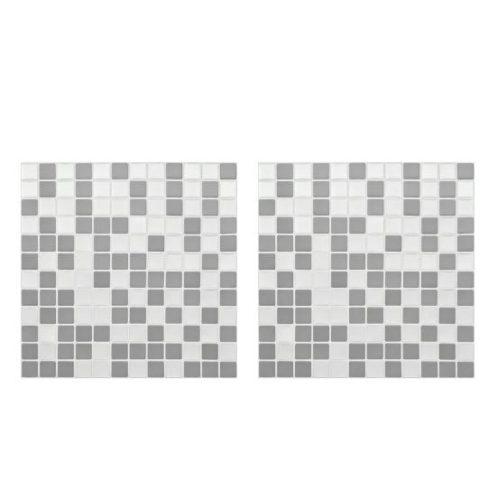 2Pcs 3D Mosaic Tile Sticker, 11.8 x 11.8 Inch Removable Wallpaper Tile, 3D Self Adhesive Wall Tiles, Bathroom Wall Tiles for Kitchen Backsplash, PVC
