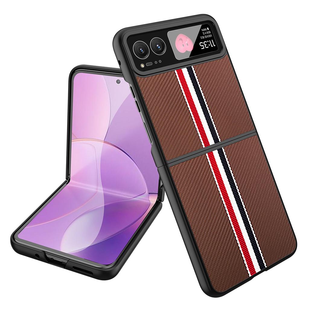 For Motorola Razr 40 5G Phone Case Colorful Stripes Pattern with Rear Screen Film