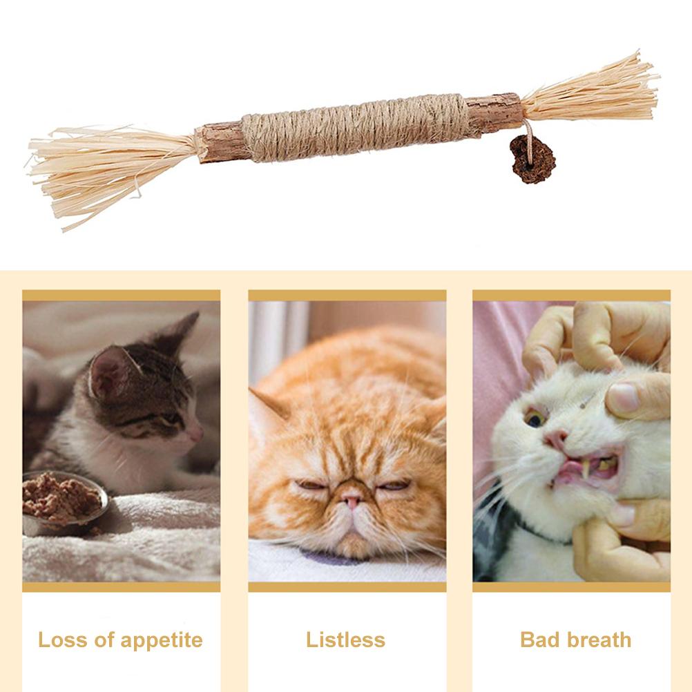 2PCS Cat Toys Kitten Teething Chew Toys Natural Chew Sticks for Pet Teeth Cleaning