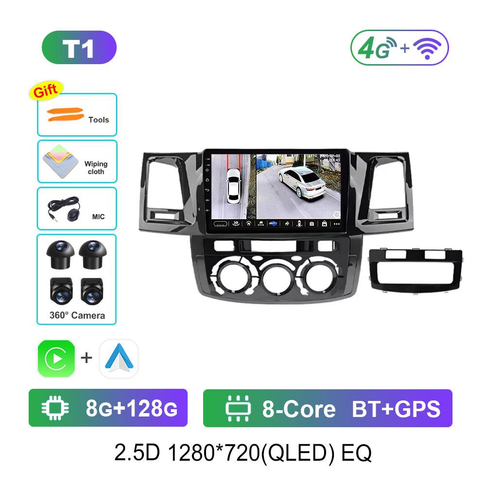 GPS Navigation Android 14 for Toyota Fortuner Hilux Revo Vivo 2007 - 2015 Car Video Multimedia Player Split Screen 4G Bluetooth