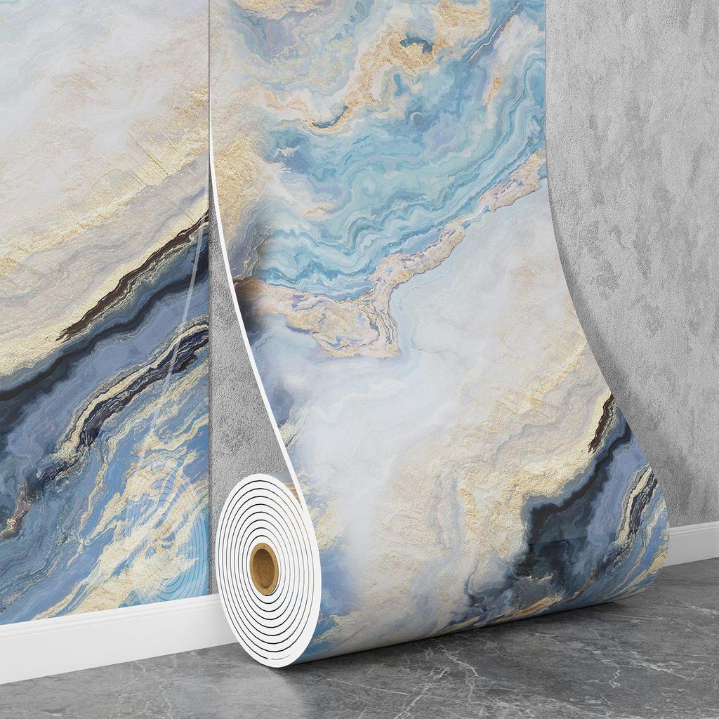 Self-Adhesive Waterproof Imitation Marble Tile Wall Sticker for Bathroom, Living Room, Kitchen, and TV Background.