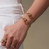 Simple Double Ring Pendant Stainless Steel Necklace Waterproof 18K Gold Plated Adjustable Cuban Bracelet Jewelry Set