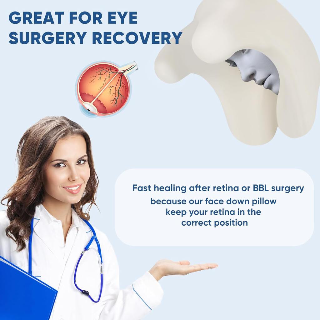 Easy Breath Face Down Pillow-Premium Memory Foam Neck Pillow-Ideal for Prone Sleeping and Travel