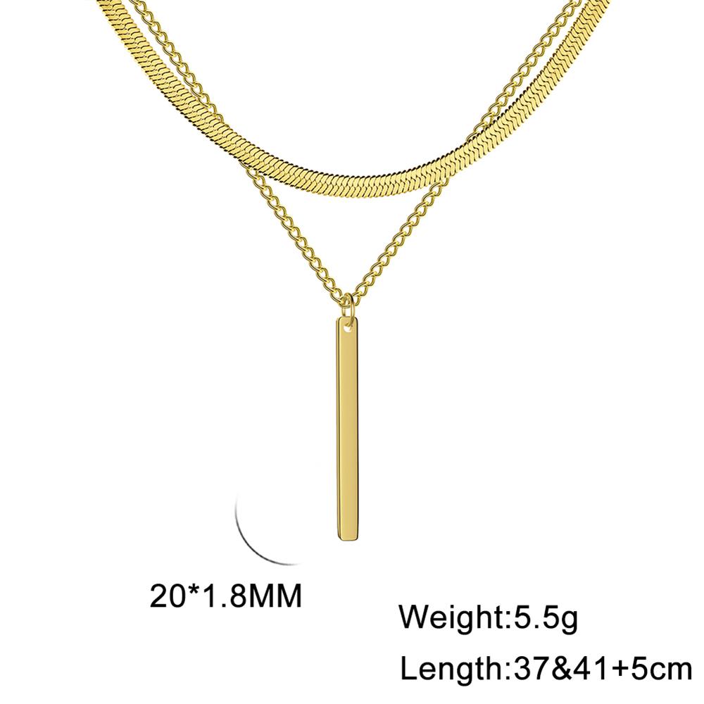 Cazador Geometric Circle Pendant Double Layer Necklace Stainless Steel Long Chain Necklaces for Women Birthday Gifts Jewelry