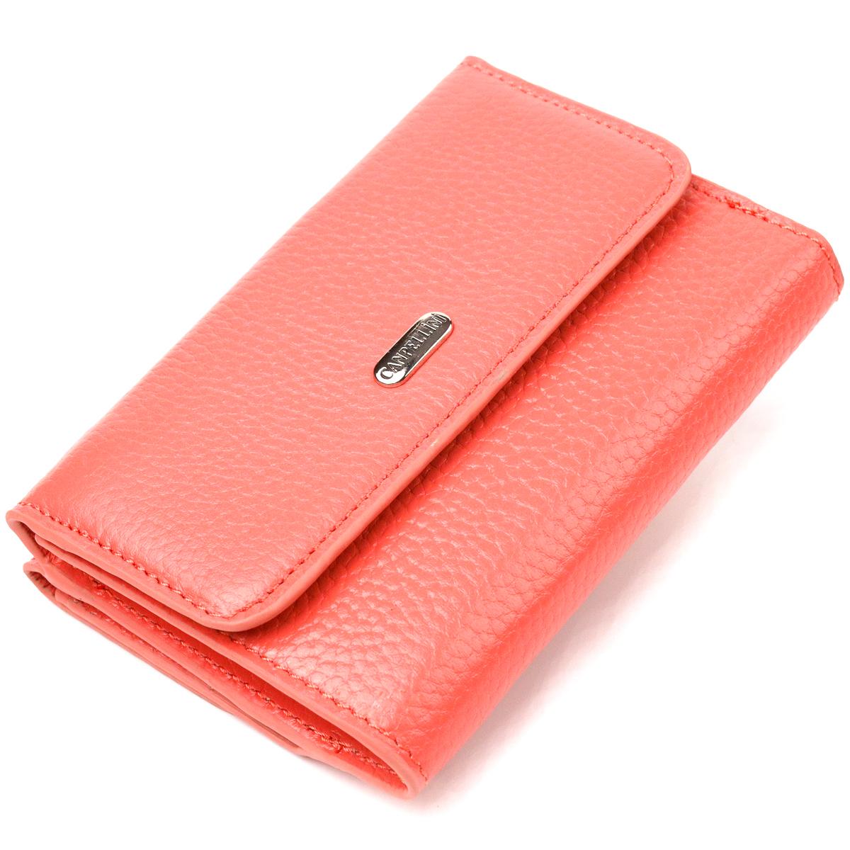 

Стильний молодіжний кішок жіночий з натуральної шкіри флотар CANPELLINI Wallet 21595 Кораловий