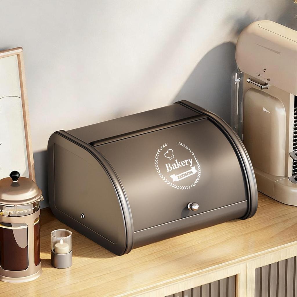 Bread Container Roll Top Container Condiments Organizer For Small Items Muffins Bakery Bread Kitchen Countertop Cabinet Pantry