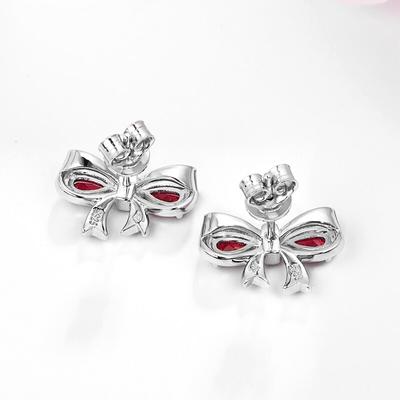 Butterfly Design Pear Shape Created Ruby Earrings 925 Sterling Silver Earrings Gemstone Stud Earrings Christmas Gift