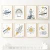 Sun Rainbow Moon Stars Planet Rocket Cartoon Explore Wall Art Canvas Painting Posters And Prints Pictures Baby Kids Room Decor