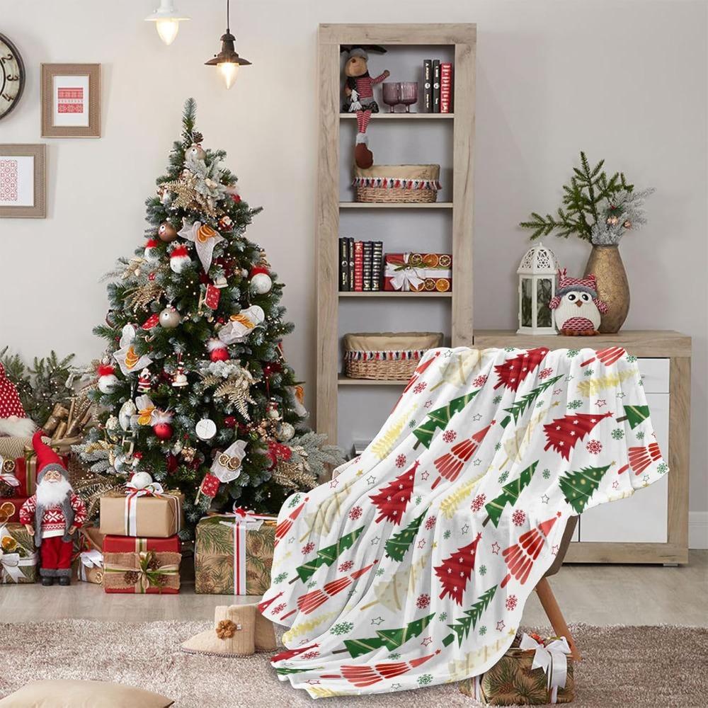 Christmas Blanket Snowflake Gnome Santa Claus Xmas Tree Throw Blanket for Couch Lightweight Soft and Warm for Sofa Bed
