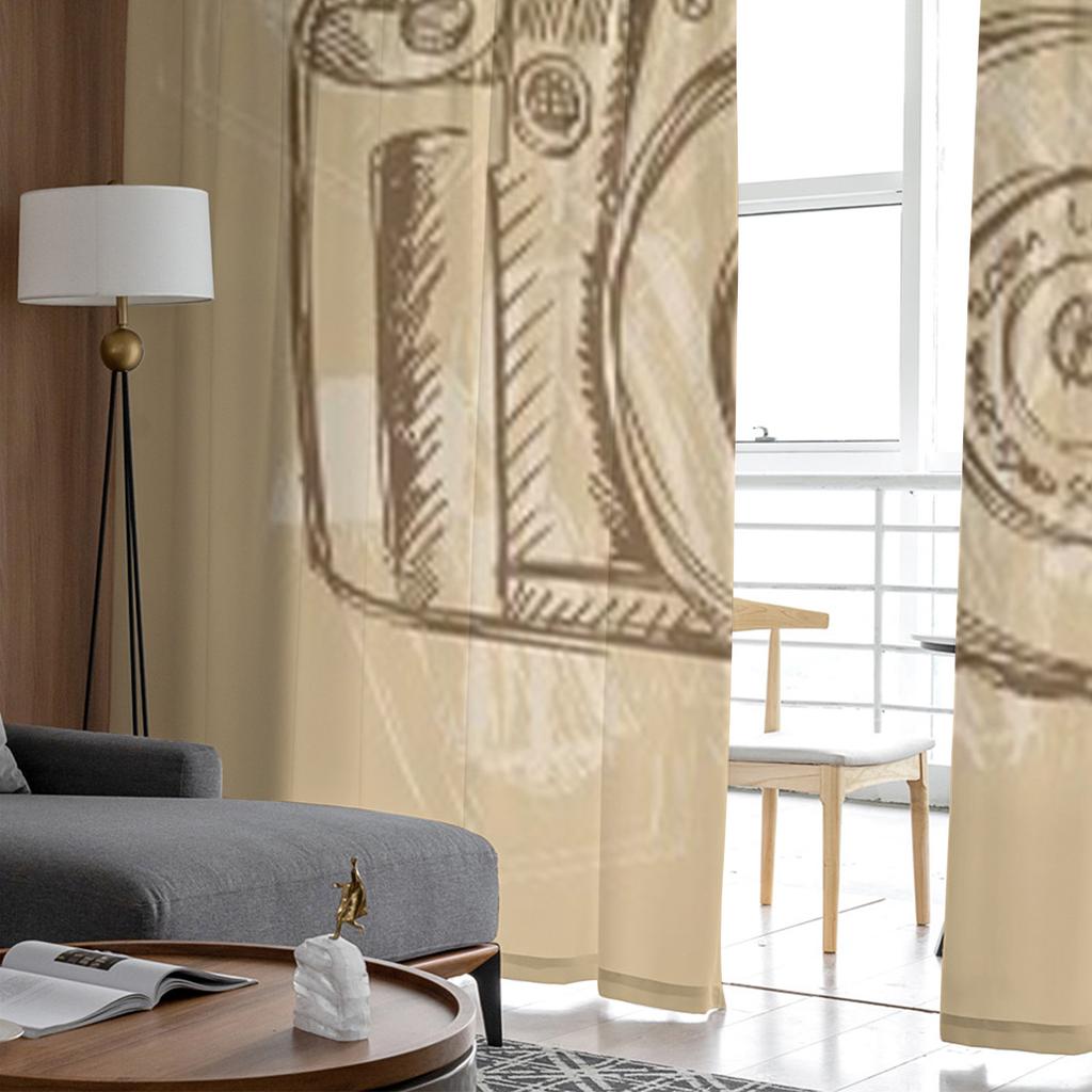 Przezroczyste zasłony woalowe z motywem aparatu fotograficznego do salonu, transparentne tiulowe dekoracje okienne do sypialni, kuchni, dekoracja domu, zasłony