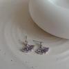 Purple Zircon Fan-shaped Women's Stud Earrings - Retro, Versatile & Stylish