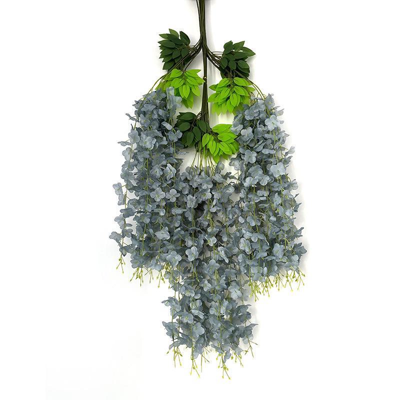 

Искусственная лиана глицинии для украшения потолка или окна - имитация длинной нити 6 leaves серый
