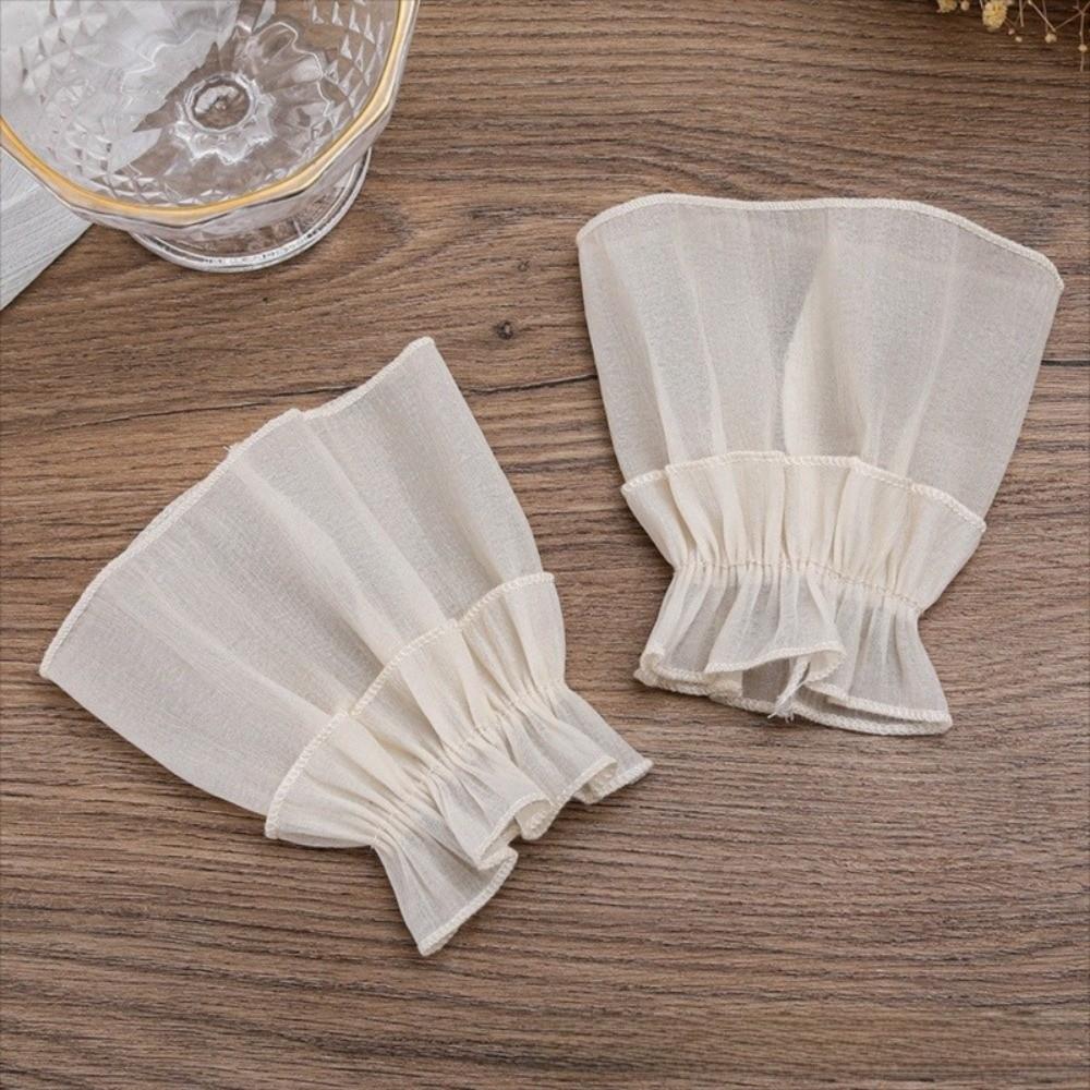 Ruched Pleated Detachable Cuffs Fingerless Gloves Nail Art Accessories Lace Fake Sleeves Cuffs Crystal Bow Chiffon Sleeves