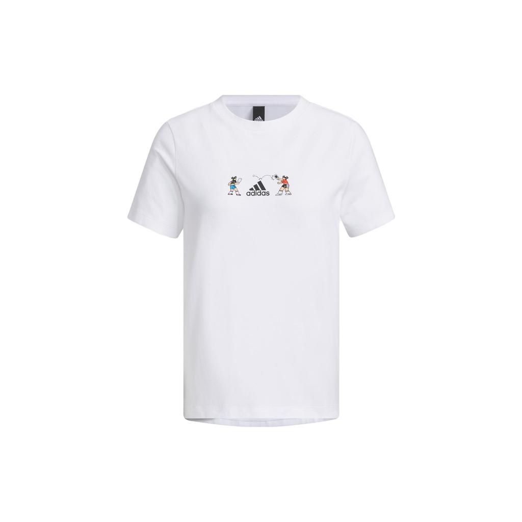Adidas X Seebin SS23 Graphic Logo Tee Regular Sleeve Round Neck Short Sleeve T-Shirt Women Tops White Light-Grey HY2861