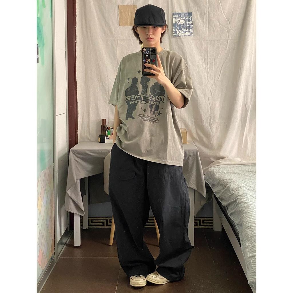 Summer New Men's Fashion Trendy T-shirt Versatile Crew Neck Casual Half Sleeve Printing Letter Short-Sleeved Shirt