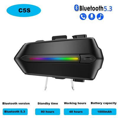 C5S Bezprzewodowy zestaw słuchawkowy do kasku motocyklowego BT5.3 Bateria 1000 mAh Wodoodporny Kolorowy Światło Błyskowe RGB Słuchawka z Mikrofonem Słuchawka