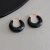 Retro thick C-ring enamel ear buckle light luxury bright glazed earrings niche fashionable multi-color daily atmosphere big earrings