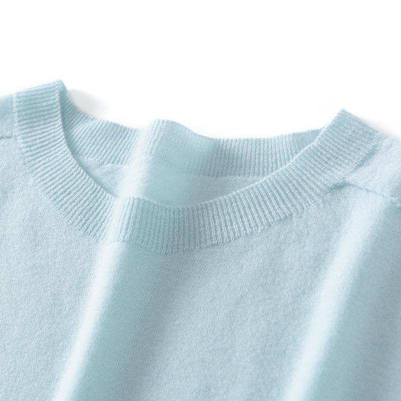 Women's 100% Pure Wool Seamless Knit Sweater - Machine Washable, Round Neck, Autumn Style